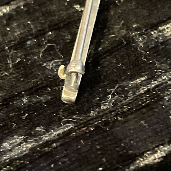 Antique Art Deco Sterling Allco Pink Enamel Rhinestone Bar Pin Brooch - Picture 7 of 8